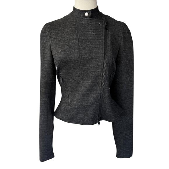 Theory‎ Kinde Persuade Moto Jacket Charcoal Grey Size 2 - Picture 1 of 10